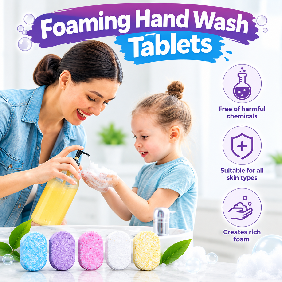 FREE HOME DELIVERY💧 Foaming Hand Wash Tablets | Pack of 5 |