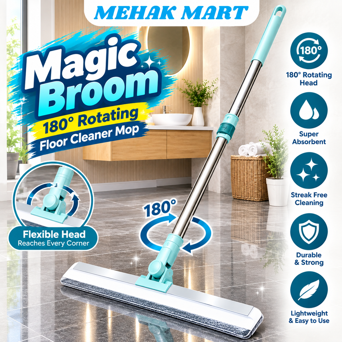 |FREE DELIVERY| Magic Broom – 180° Rotating Floor Cleaner
